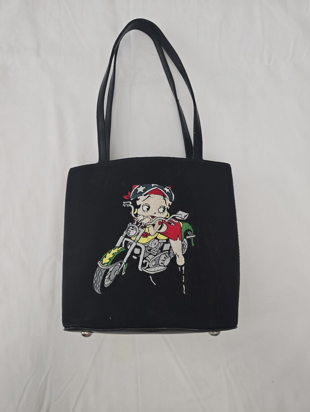 Vintage Black Betty Boop Embroidered Mini Tote Bag